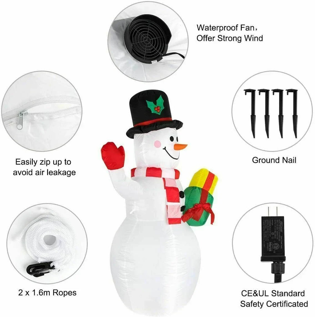 5ft Christmas Inflatables Snowman Outdoor Yard Decor with Rotating  Lights Christmas Blow Up Decoration Garden