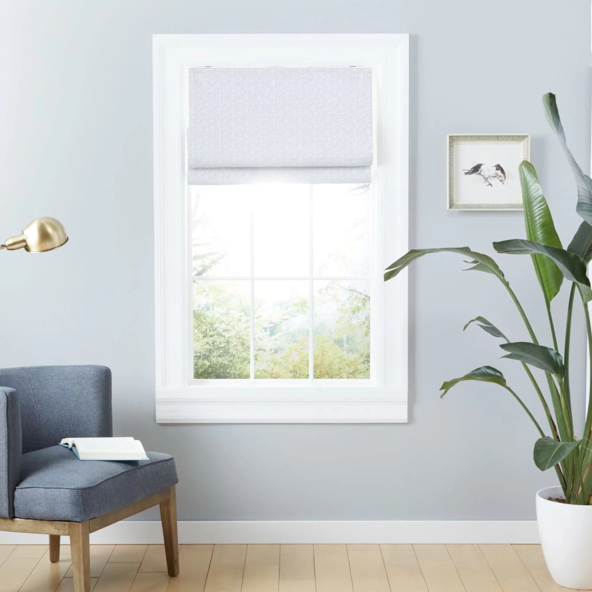 Exclusive Home Esme Total Blackout Roman Shade, 34"x64", Silver