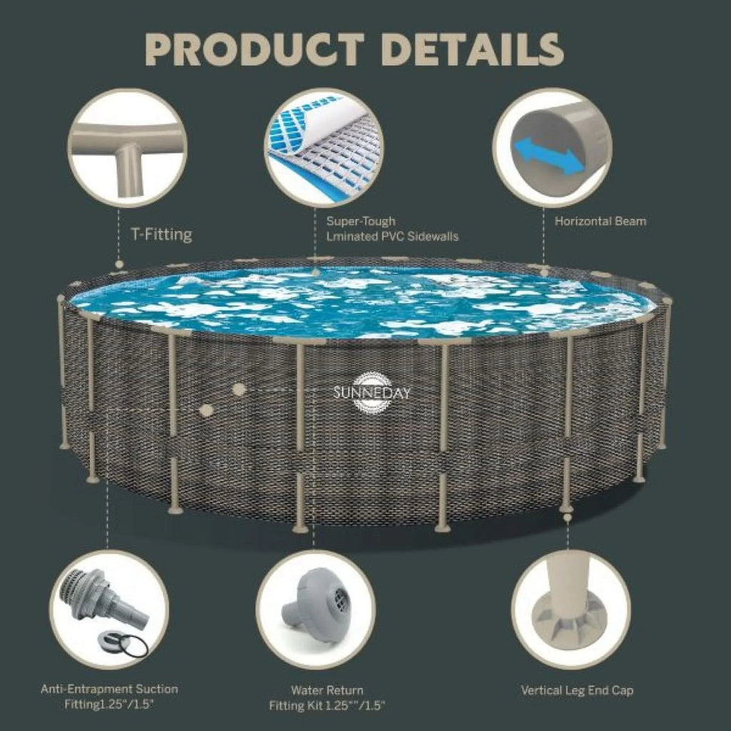 Sunneday Oasis Rattan Soft-Sided Pool 24 ft. Round x 52 in.