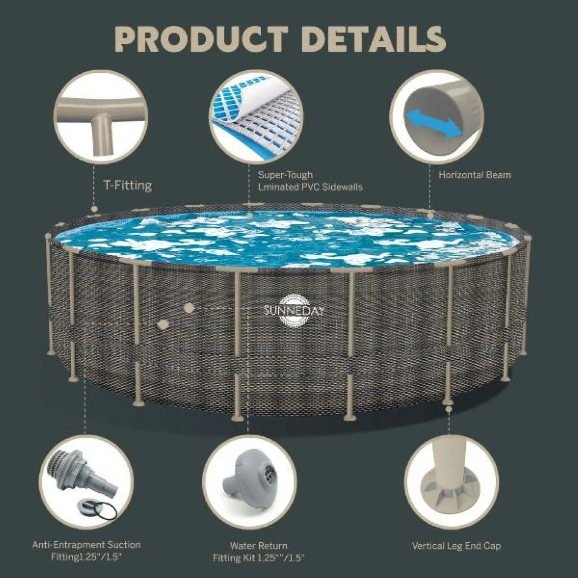 Sunneday Oasis Rattan Soft-Sided Pool 24 ft. Round x 52 in.