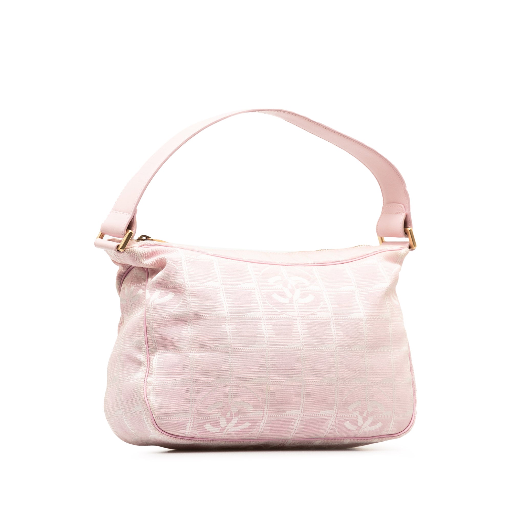 Pre-Owned Authenticated Chanel New Travel Line Handbag Nylon Fabric Pink Top HandleBag Unisex (Good)