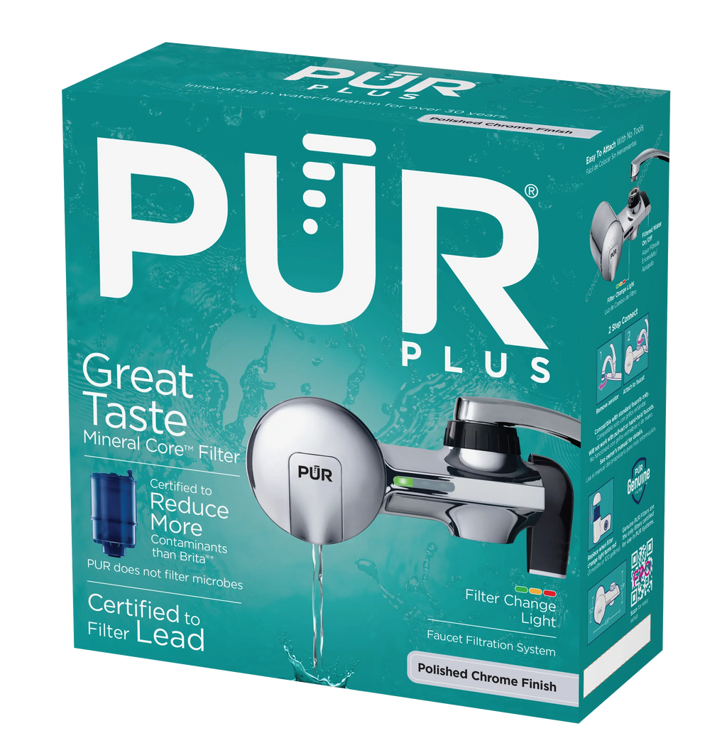 Faucet Mount Water Filtration System, Horizontal, Chrome,