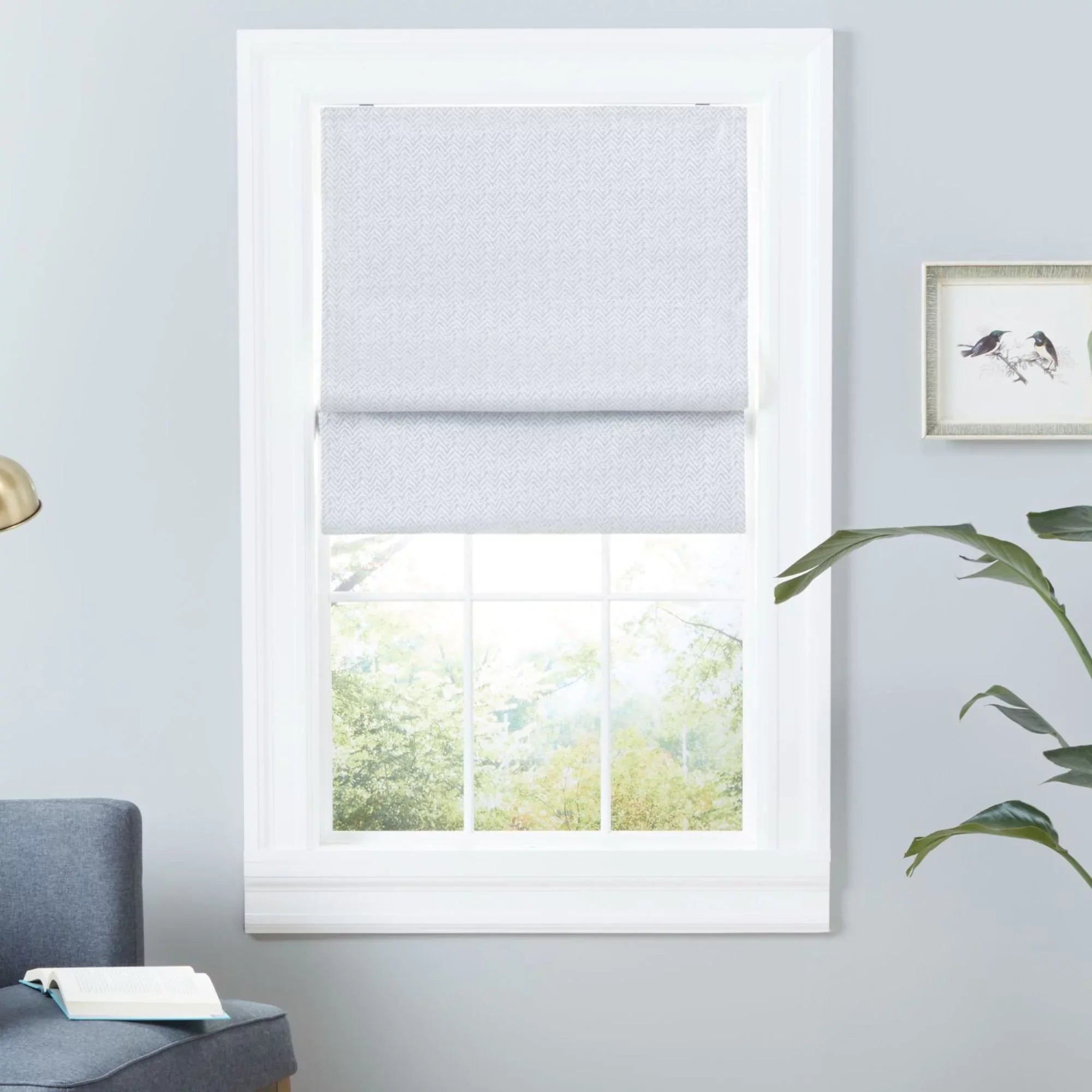 Exclusive Home Esme Total Blackout Roman Shade, 34"x64", Silver