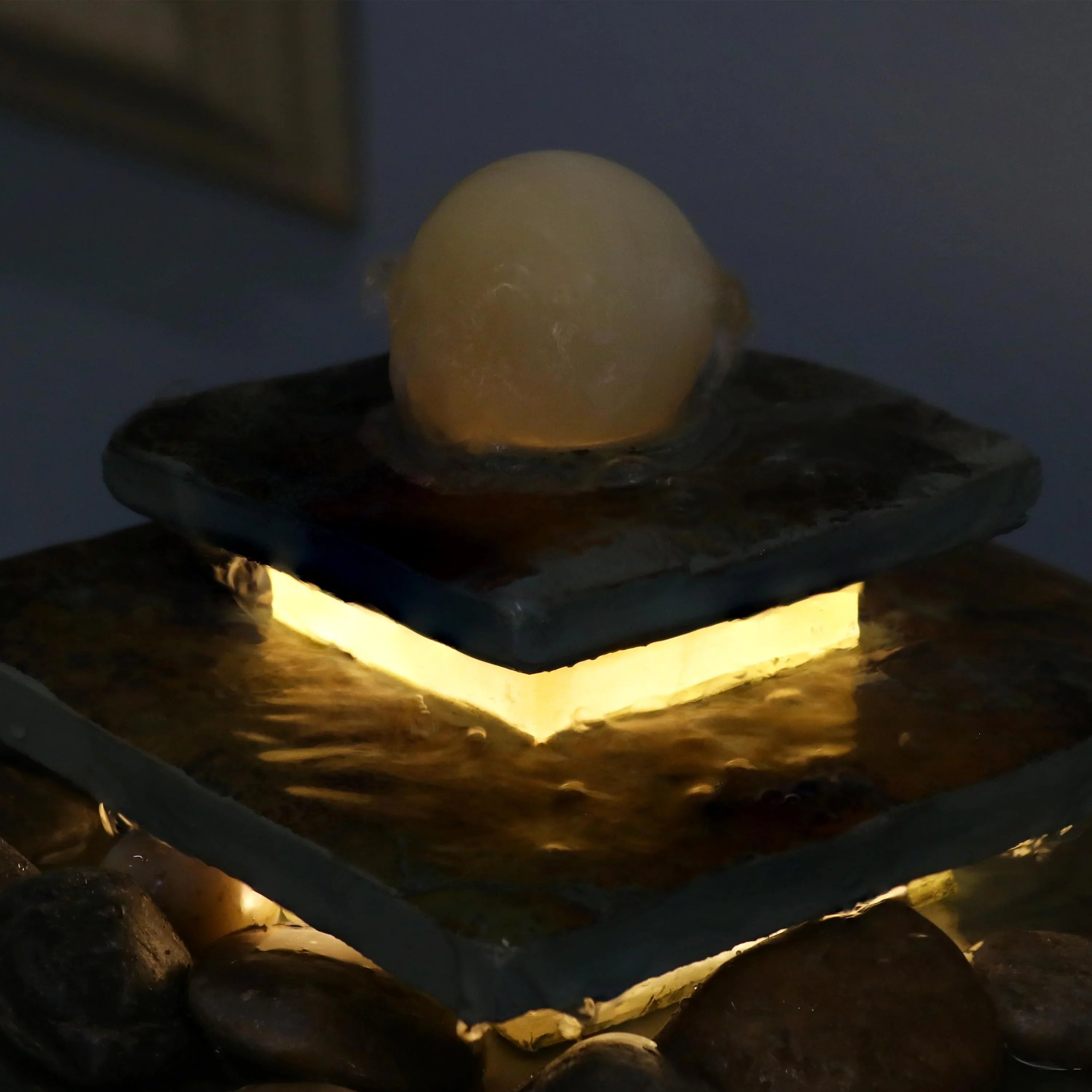 Sunnydaze Ascending Slate Tabletop Fountain with  Light - 8"
