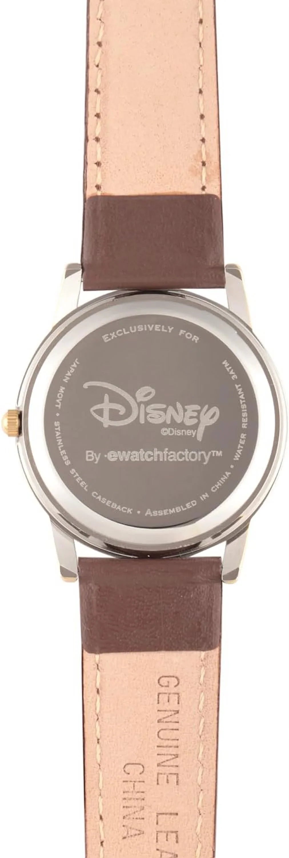 Disney Minnie Mouse Women's Two Tone Cardiff Alloy Watch, Brown Leather Strap,