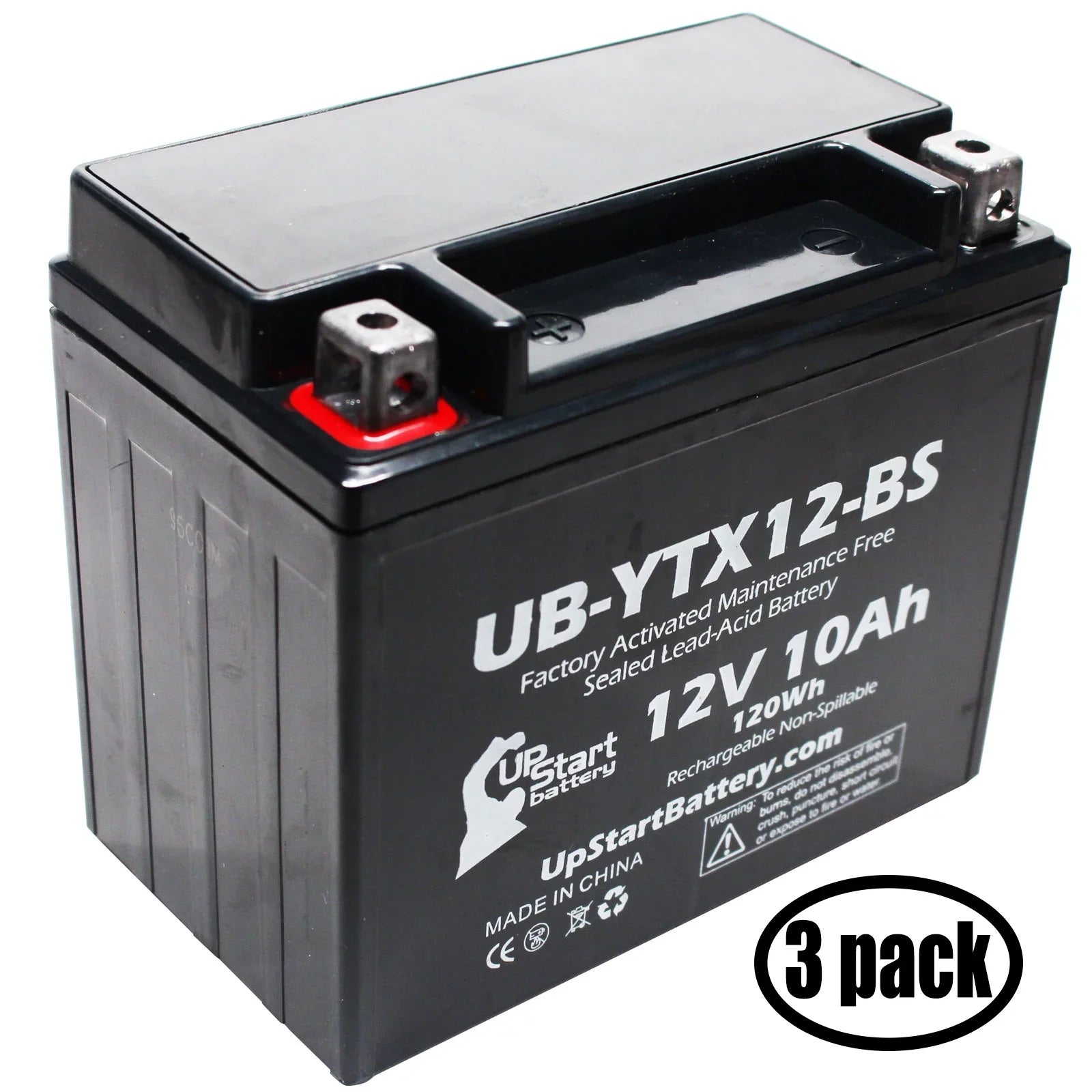3-Pack UpStart Battery Replacement for 2003 Suzuki - 1000  Factory Activated, Maintenance Free, Motorcycle Battery - 12V, 10Ah, --