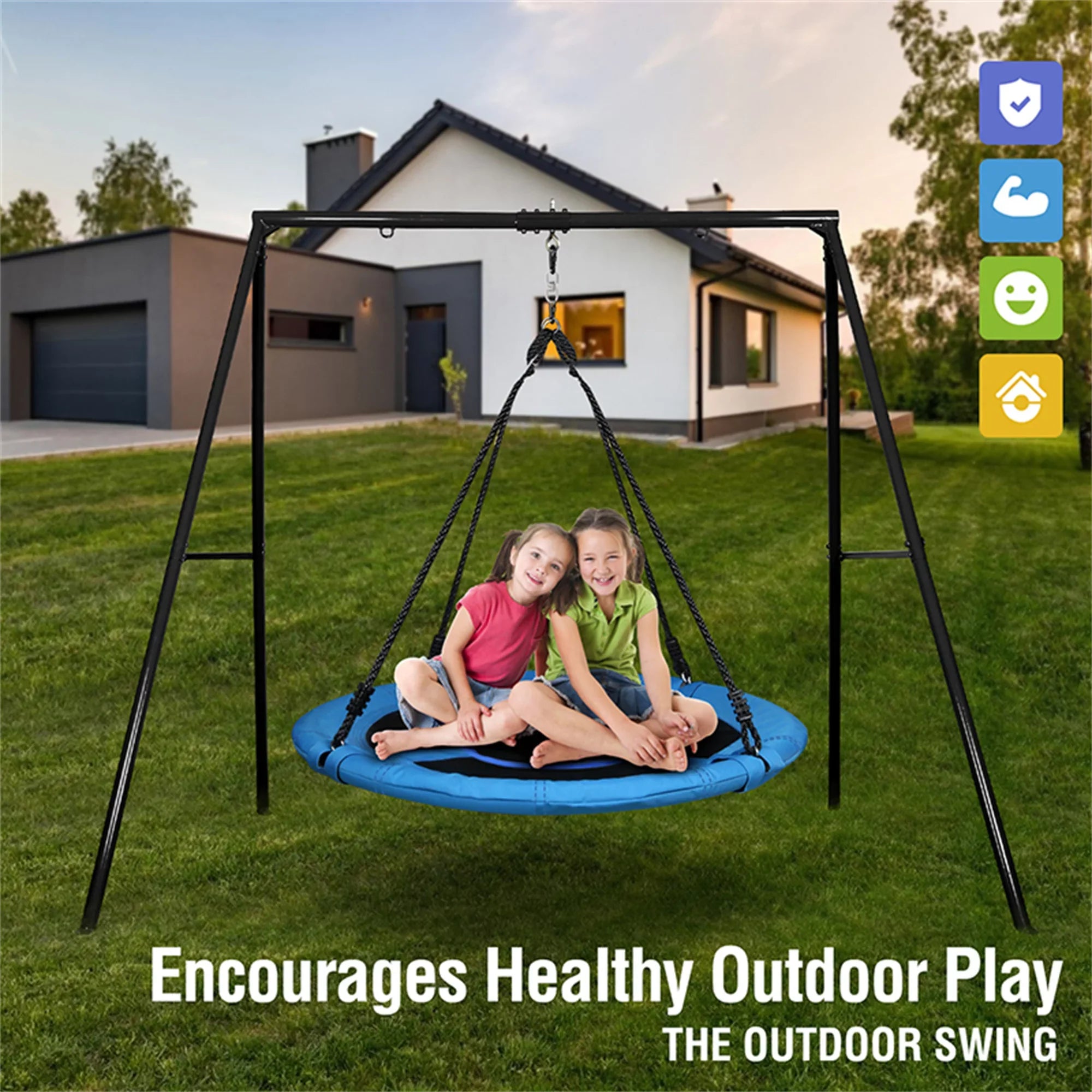 Trekassy 440lbs Metal Swing Set with 40 Inch Saucer Tree Swing, Swivel and Heavy Duty -Frame Metal Swing Stand