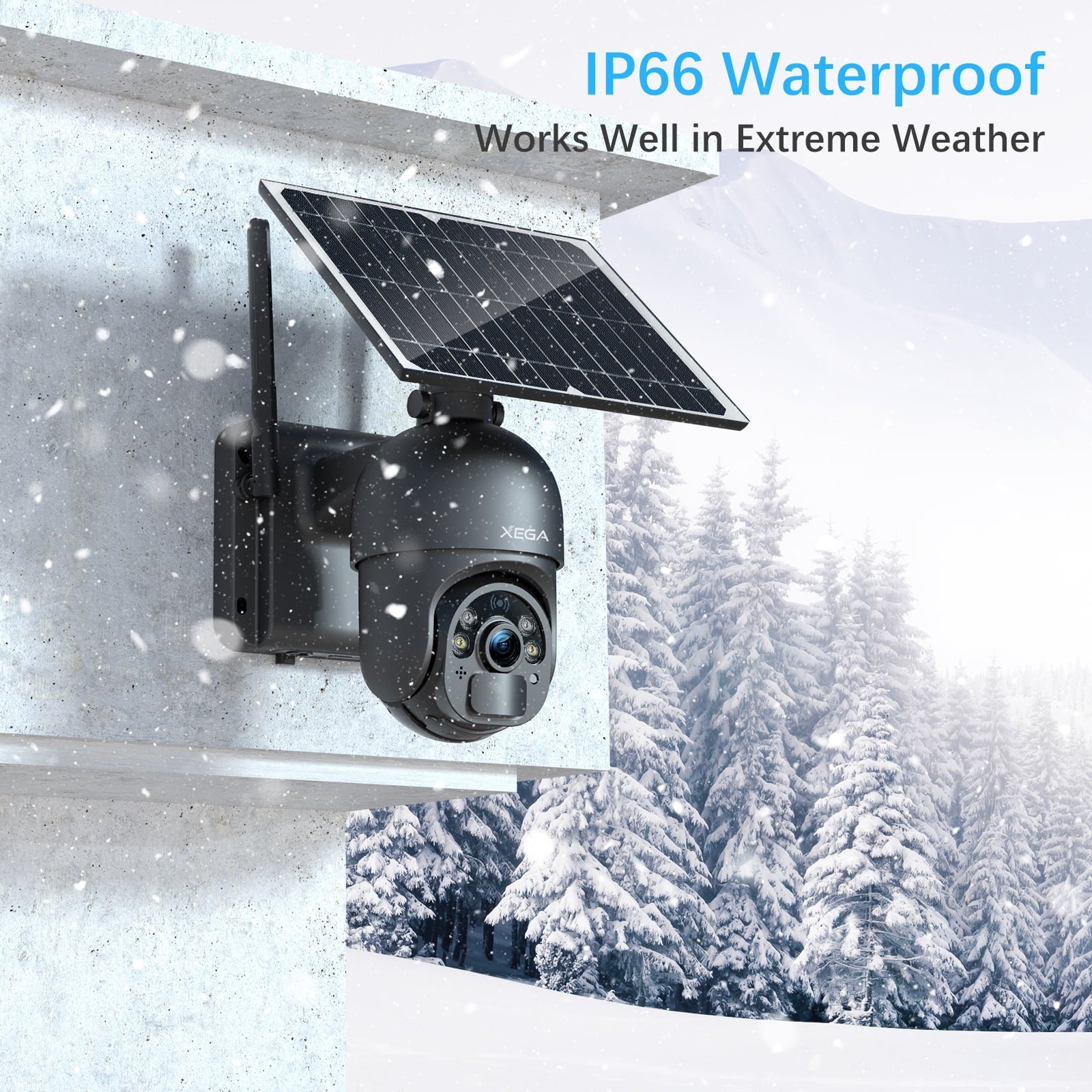 Xega 2K Outdoor 3G/4G  Cellular Solar/Battery Power Wireless Security Camera with  Card, 14400mAh Rechargeable Battery, 4X Zoom, 355° Pan 95° Tilt, Night Vision, 2-Way Talk, , No Wifi Need