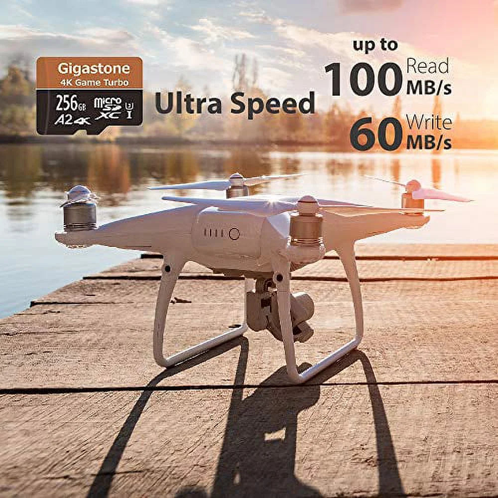 Gigastone 4K Game Turbo 256GB Micro  Memory Card, Nintendo Switch Compatible, Dash Cams, Go Pro Cameras,  -   Run App / 100/60MB/s [5-Yrs Free-Data-Reenclosurey]