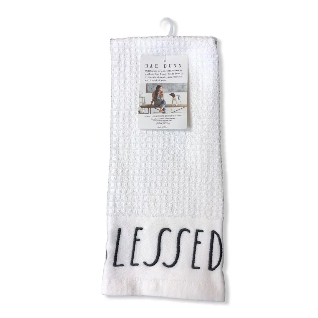 Rae Dunn Christmas Kitchen Towels Set of 2 White  -