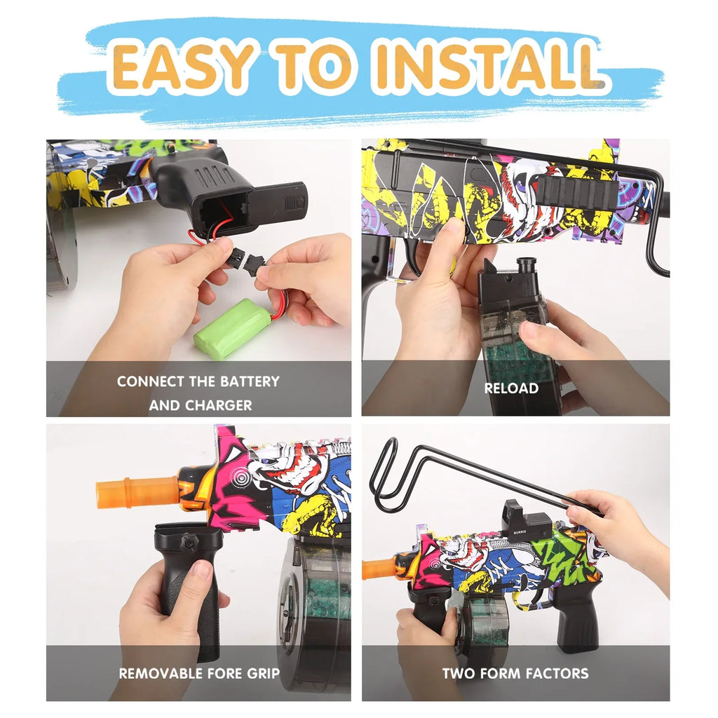 Yimore Toys Gel Ball Blaster Automatic Splatter Balls Gun with 15,000 Water Beads for Out Door Activity , Backyard Games for Kids&Adult Ages 12+