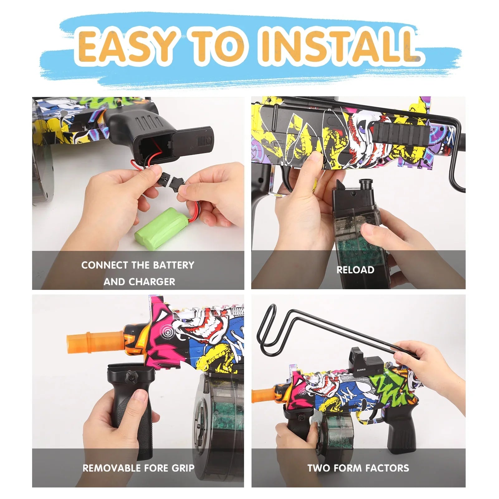 Yimore Toys Gel Ball Blaster Automatic Splatter Balls Gun with 15,000 Water Beads for Out Door Activity , Backyard Games for Kids&Adult Ages 12+