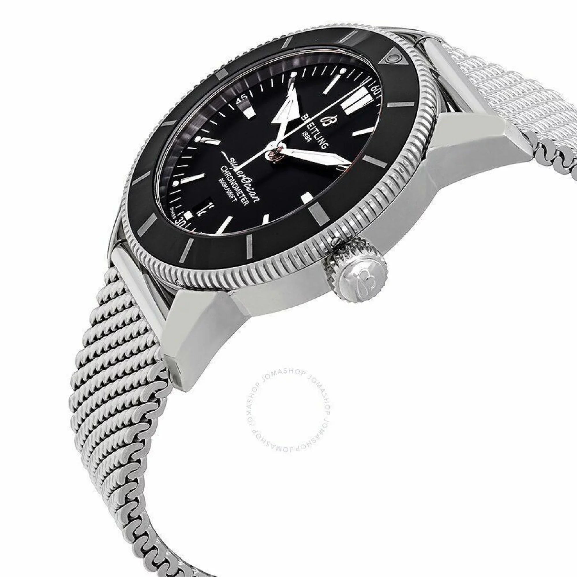 Breitling  Superocean Heritage  Black Dial Men's Stainless Steel Mesh Watch