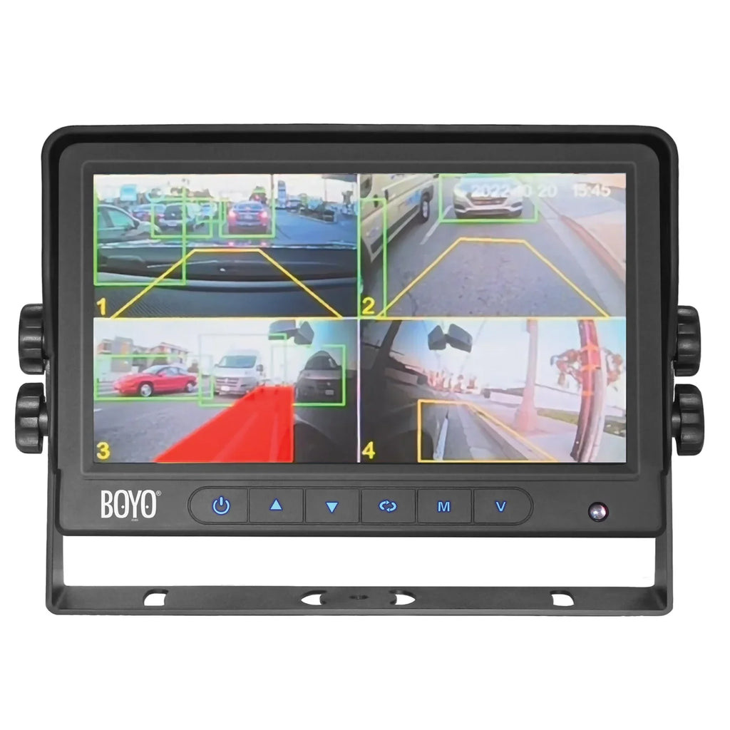Vision -4 7-In. 4-Channel  Monitor and 4-Camera System with Intelligent Detection and Warning Alert, -4