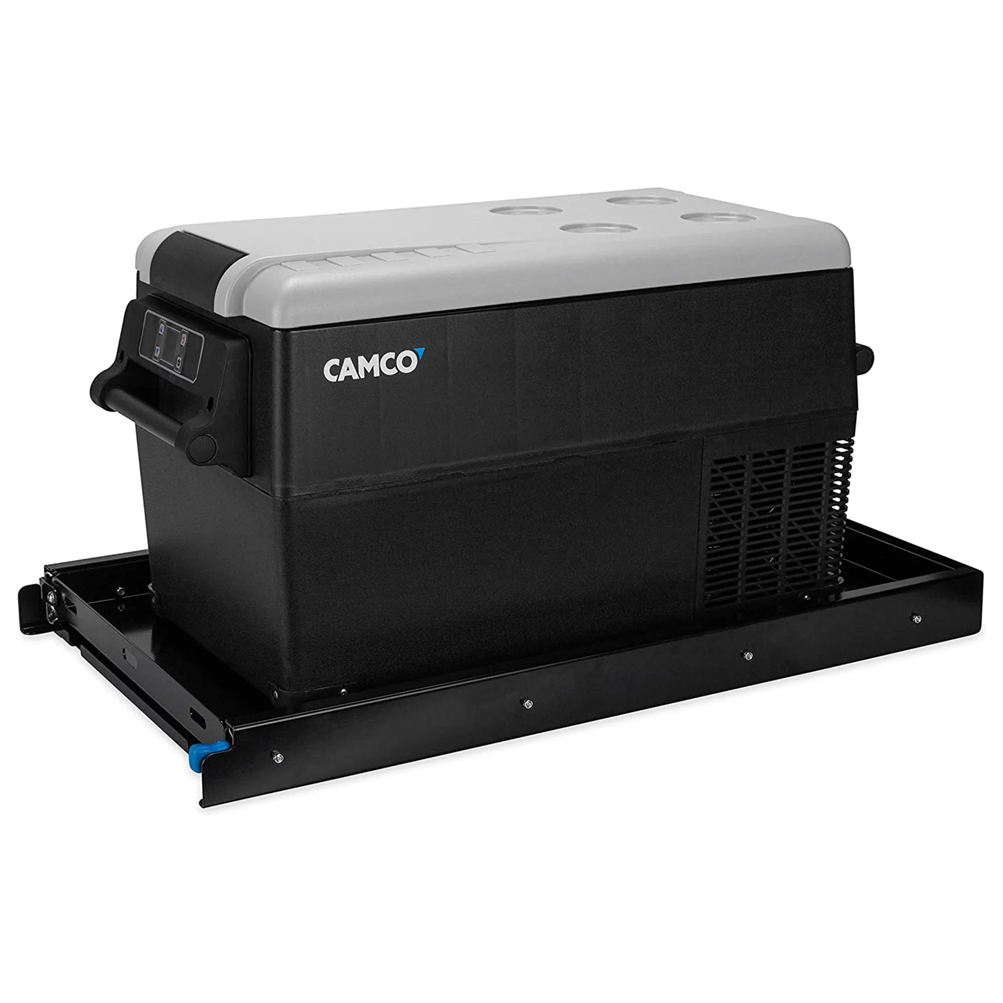 Camco Camper/ Medium Portable Electric Refrigerator Slide | Features Ball Bearing Steel Slides & Safety Latch | Holds Up to 264lbs (51530)