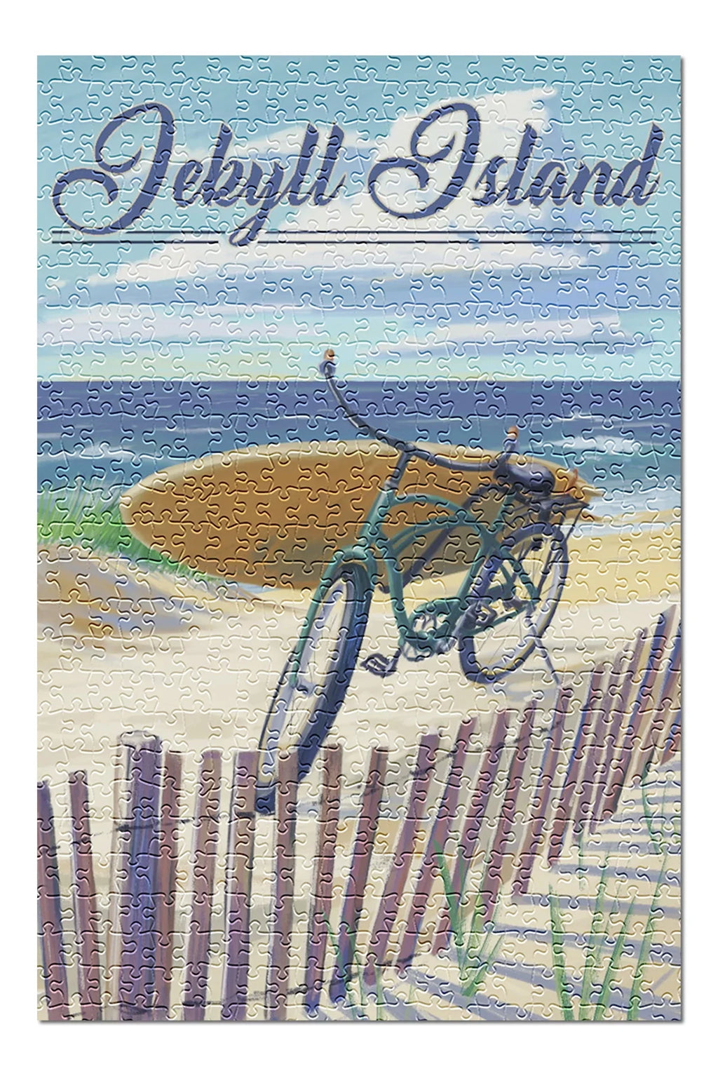 Jekyll Island, Georgia, Beach Cruiser on Beach (19x27 inches, Premium 500 Piece Jigsaw Puzzle for Adults and Family, Made in )