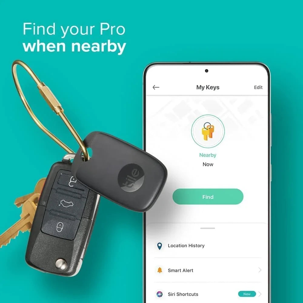 Tile Pro 2022 2-Pack. Powerful Bluetooth Tracker, Keys Finder and Item Locator for Keys, Bags, and More; Up to 400 ft Range. Water-Resistant. Phone Finder. iOS and Android Compatible.