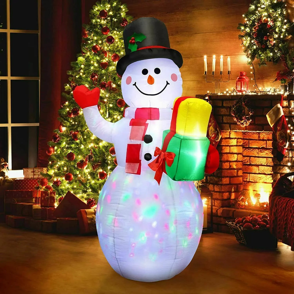 5ft Christmas Inflatables Snowman Outdoor Yard Decor with Rotating  Lights Christmas Blow Up Decoration Garden