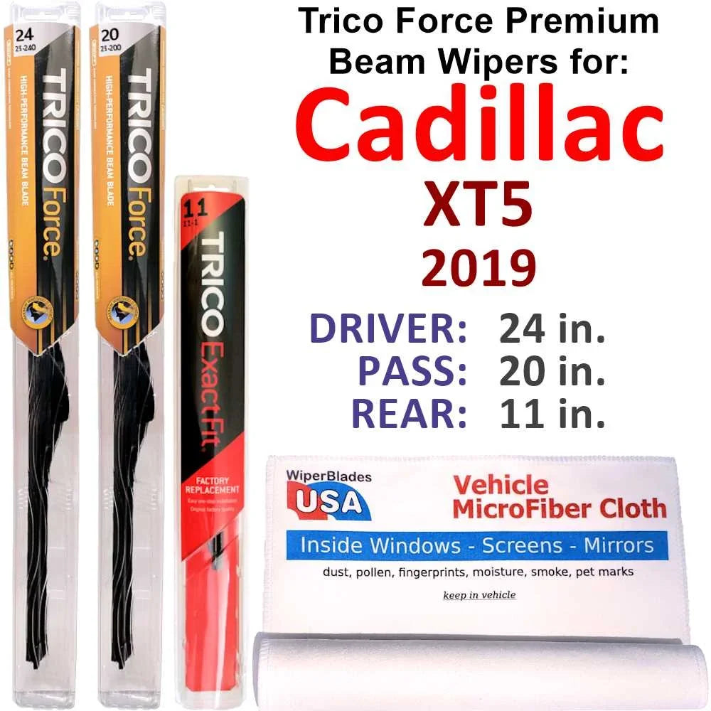 2019 Cadillac  Base Performance Beam Wipers (Set of 3) w/Rear Wiper