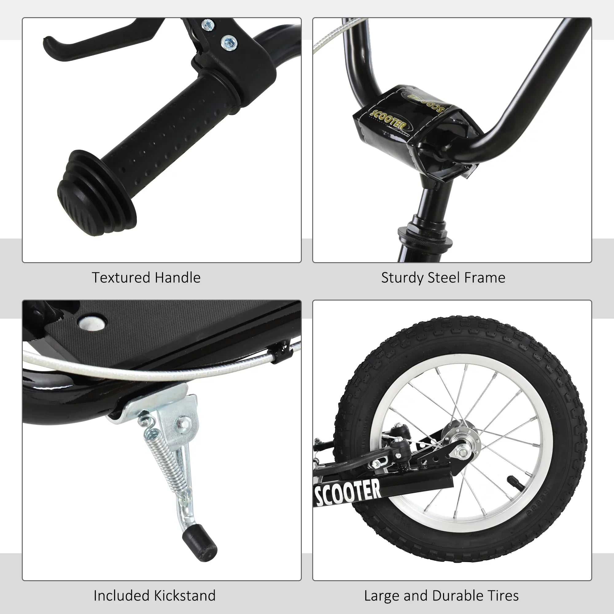 Aosom Youth Scooter Front and Rear Caliper Dual Brakes, Black