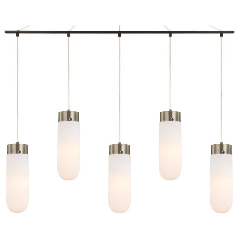 Woodbridge Lighting Tanner 42" 5-Light  Opal Bullet Chandelier in Bronze