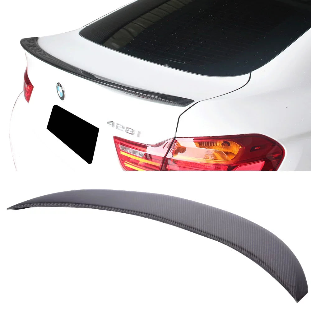 Ikon Motorsports Compatible with 15-20   4 Series 4DR Gran Coupe  Style Rear Trunk Spoiler Wing - Carbon Fiber 2015 2016 2017 2018 2019 2020
