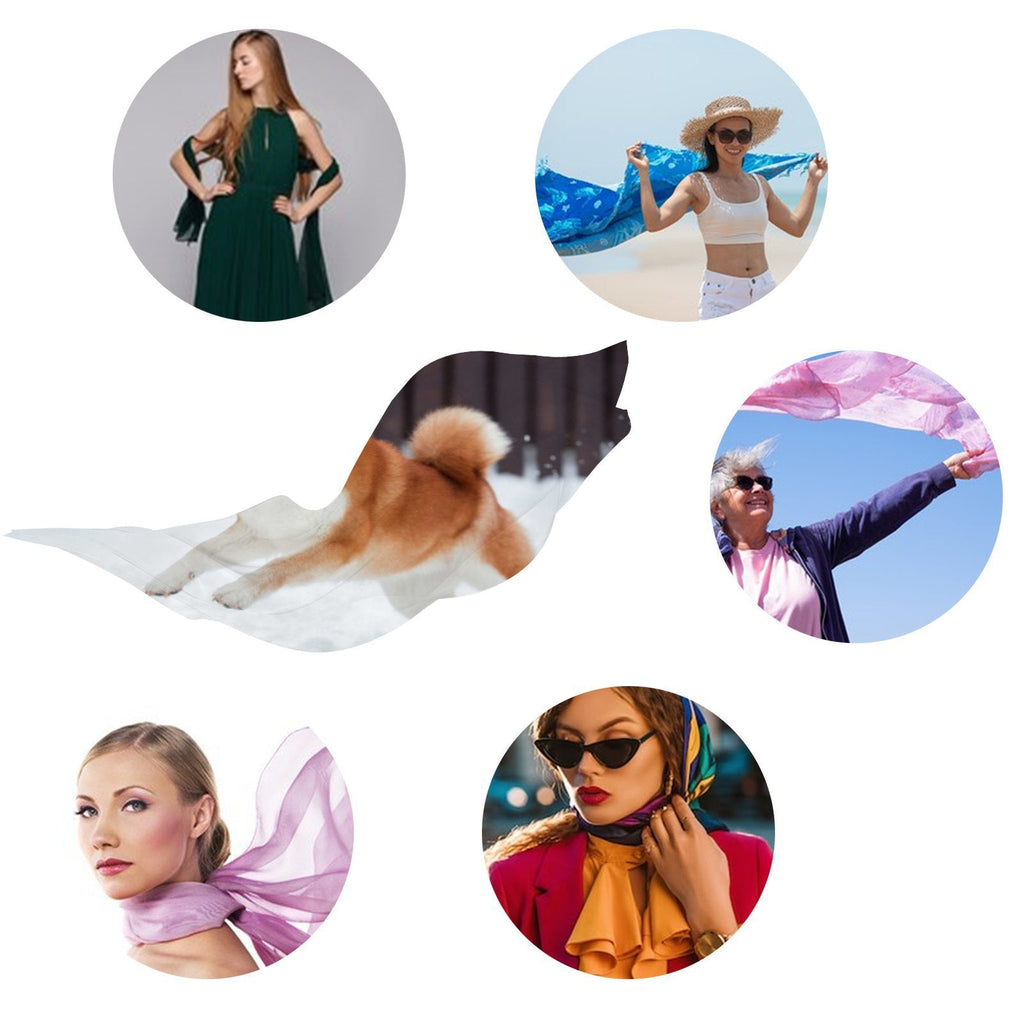 Red Shiba Inu Dog Silk Long Scarf for Women Large Oblong Sunscreen Shawls Wraps Neck Headscarf Hair Wraps Gift Packed