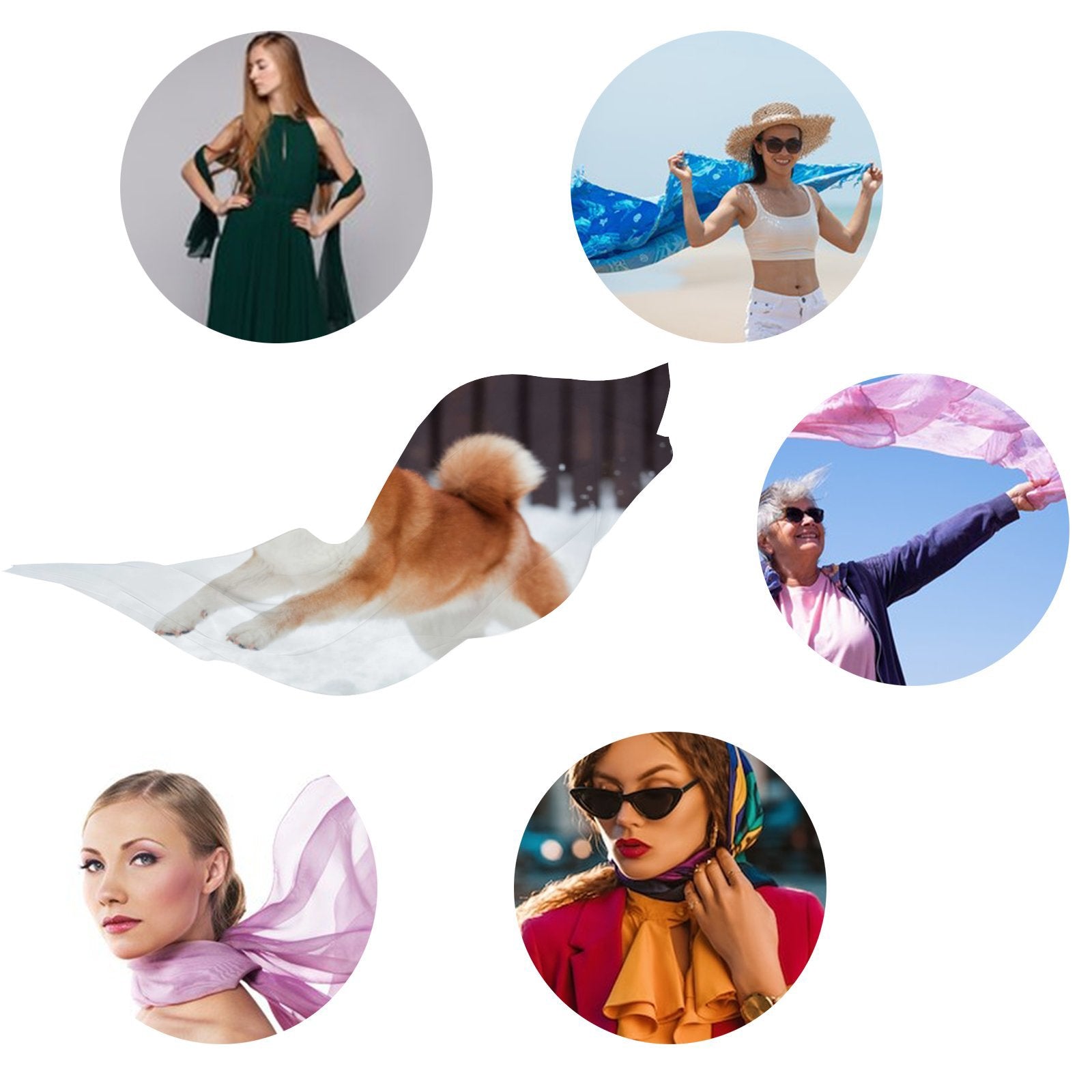 Red Shiba Inu Dog Silk Long Scarf for Women Large Oblong Sunscreen Shawls Wraps Neck Headscarf Hair Wraps Gift Packed