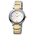 Womens Swiss Made Quartz Two Tone Gold Bracelet Watch with White Mother of Pearl Dial