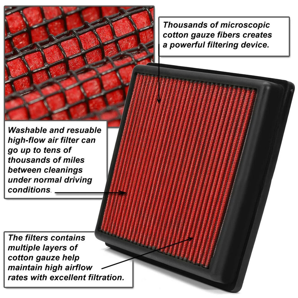 For 2011-2019 Buick Chevy 1.4/1.6/2.4 Durable Drop-In Dry Panel Air Filter Red