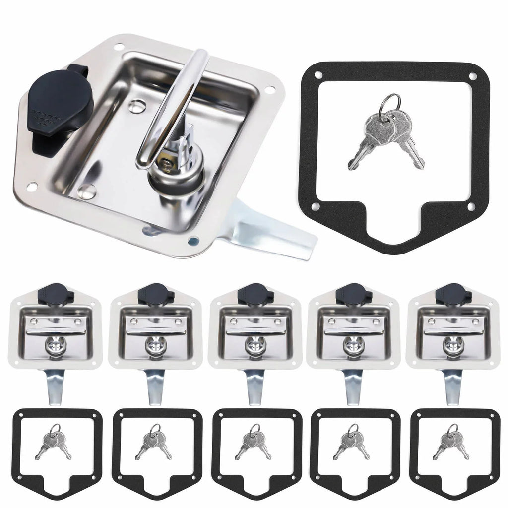 Set of 6 Folding -handle Tool Box Lock  Door Latch w/ 12 Keys Stainless Steel