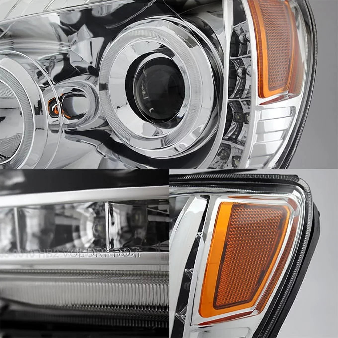 '- For Toyota Tacoma Chrome Clear Dual Halo Ring  Daylight  Projector Headlights Replacement Pair