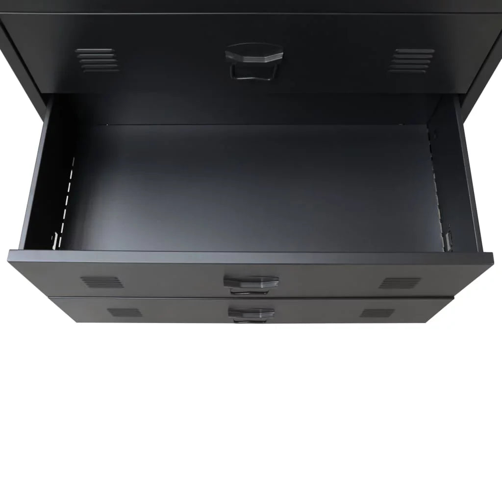 Anself Industrial Style 4 Drawer Dresser Storage Chest with Handles Metal End Side Cabinet Bedroom Living Room Entryway Hallway Furniture Decor 30.7 x 15.7 x 36.6 Inches ( x  x ) Black