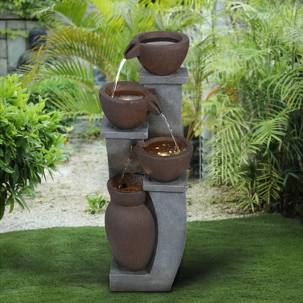 Outdoor Water Fountain with  Lights - 22.0 - Elevate Your Outdoor Ambiance