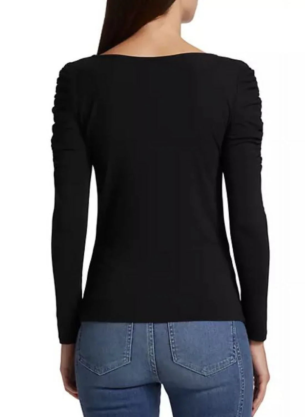 Veronica Beard Women's Black Priyanka Ruched Jersey Pullover Top, Large