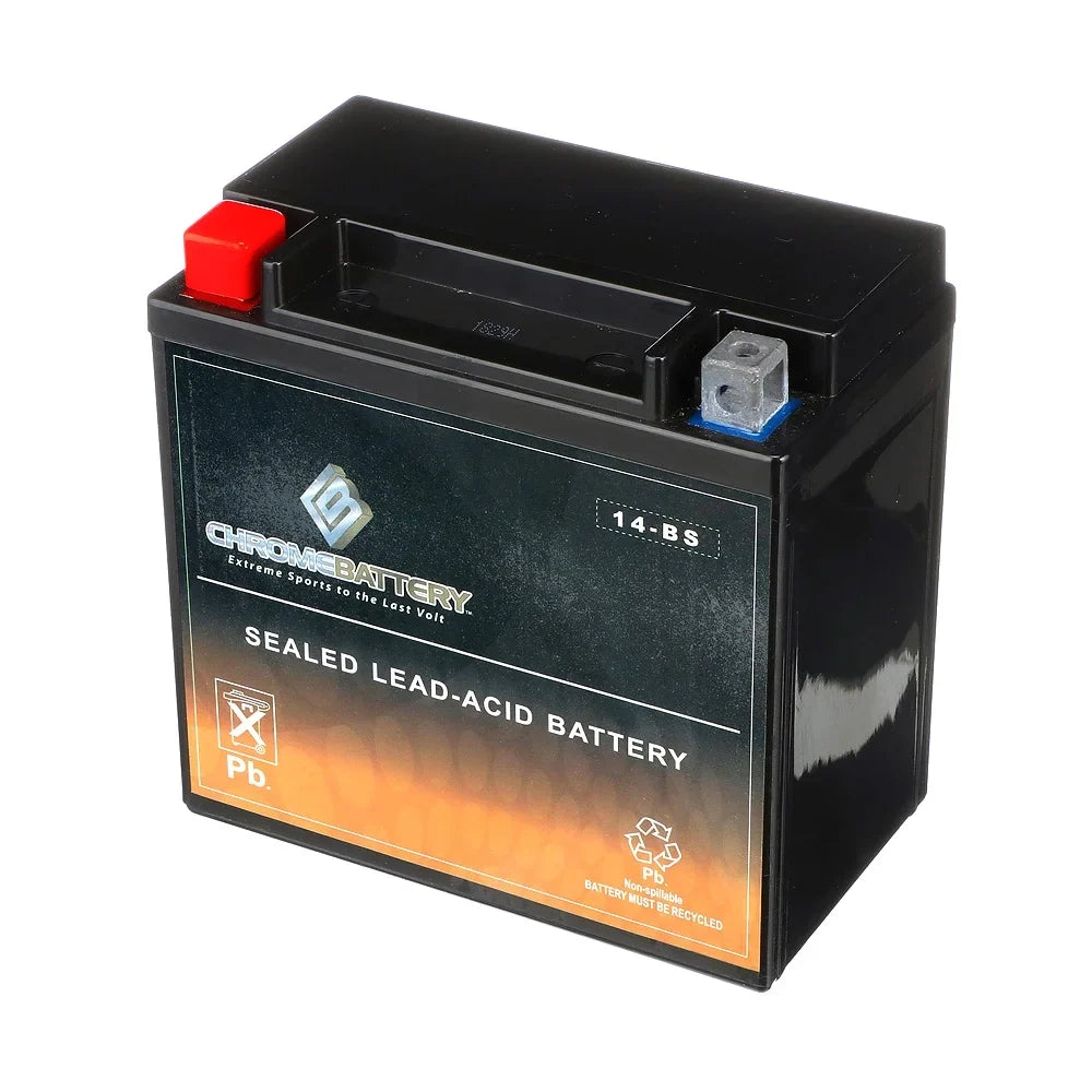 Chrome Battery - (14- 12 Volt,12 Ah, 200 ) Motorcycle Battery for Honda 1100cc Vt1100c, ,  Shadow (spirit, Aero, . . . Tourer) 2003