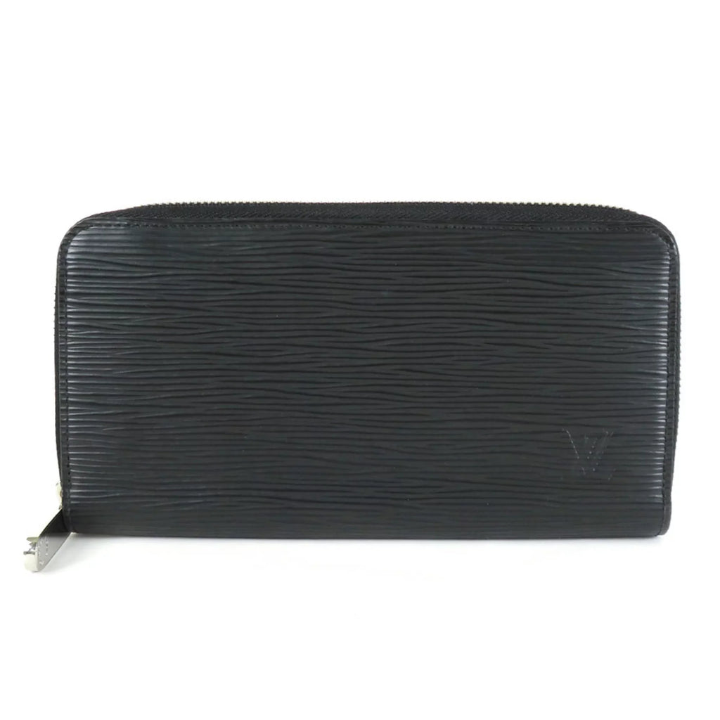 Pre-Owned Louis Vuitton   Round Zipper Long Wallet Epi Zippy Leather Black Silver Unisex (Good)