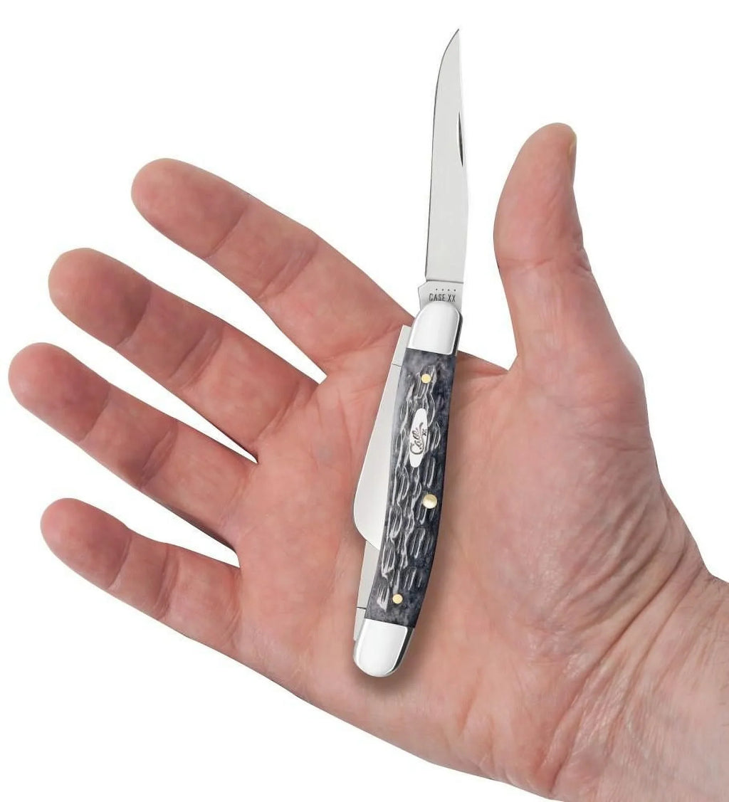 Case  Knives Pocket Worn Crandall Jigged Gray Bone Medium Stockman Carbon Steel Pocket Knife 58413
