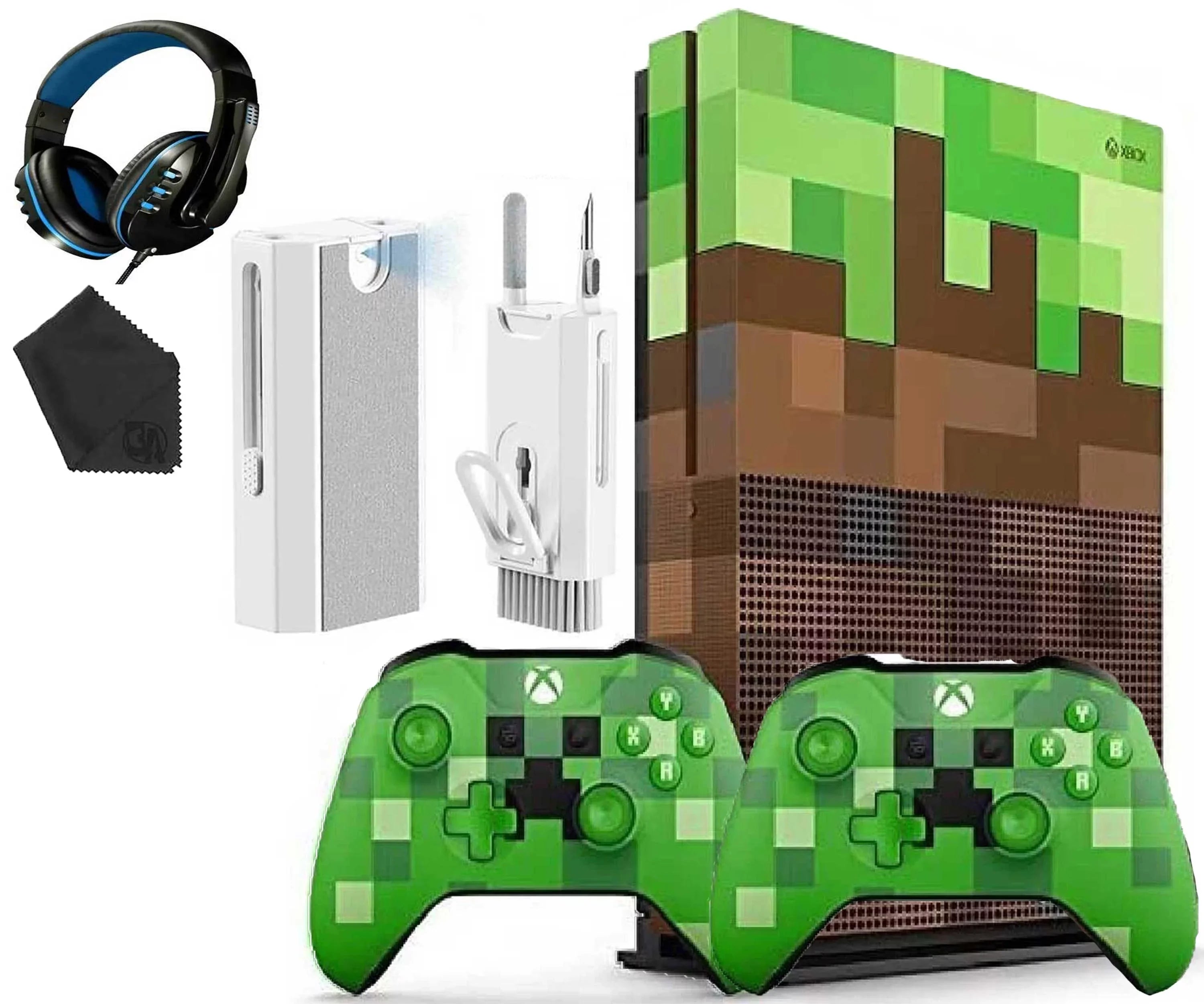 Microsoft Xbox One  1TB Gaming Console Mincraft with 2 Controller Headset Cleaning Kit
