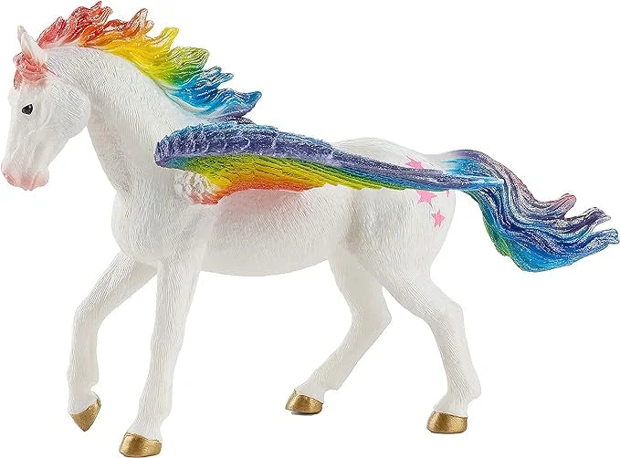Rainbow Pegasus Realistic Fantasy Toy Replica Hand Painted Figurine