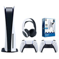 Sony Playstation 5 Disc Version Console with Extra White Controller, White  3D Headset and Surge PowerPack Battery Pack & Charge Cable Bundle