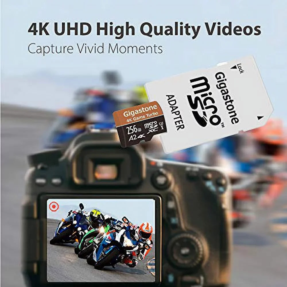 Gigastone 4K Game Turbo 256GB Micro  Memory Card, Nintendo Switch Compatible, Dash Cams, Go Pro Cameras,  -   Run App / 100/60MB/s [5-Yrs Free-Data-Reenclosurey]