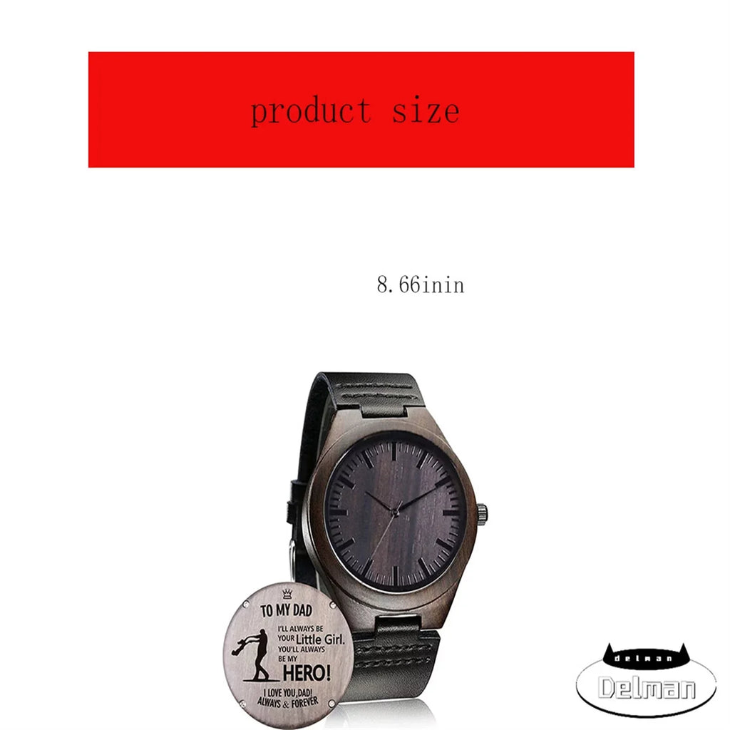Customized Engraved Wooden Watch, Casual Handmade Wood Watch for Men Women Husband Wife Dad Mom Son Family
