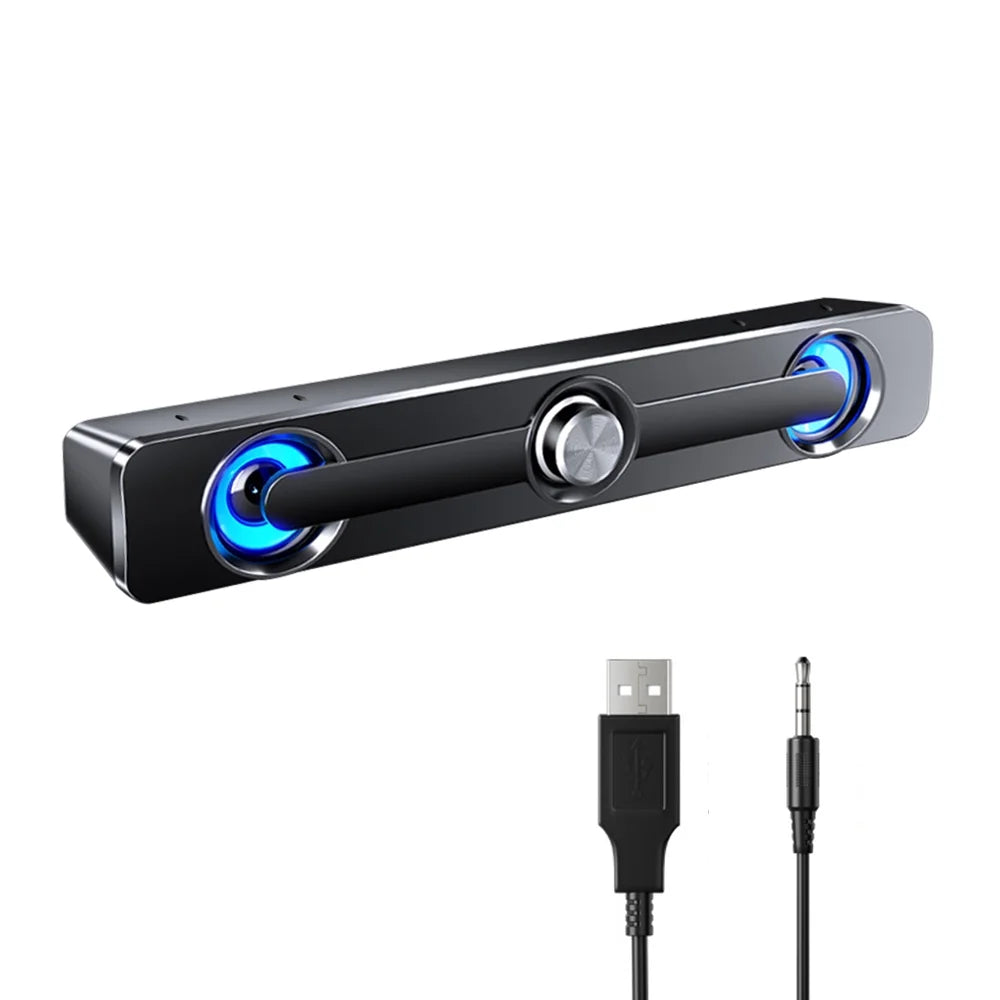 '-111 Computer Speaker  Wired Powerful Bar Stereo Subwoofer Bass Speaker Surround Sound Box for  Laptop Phone Tablet