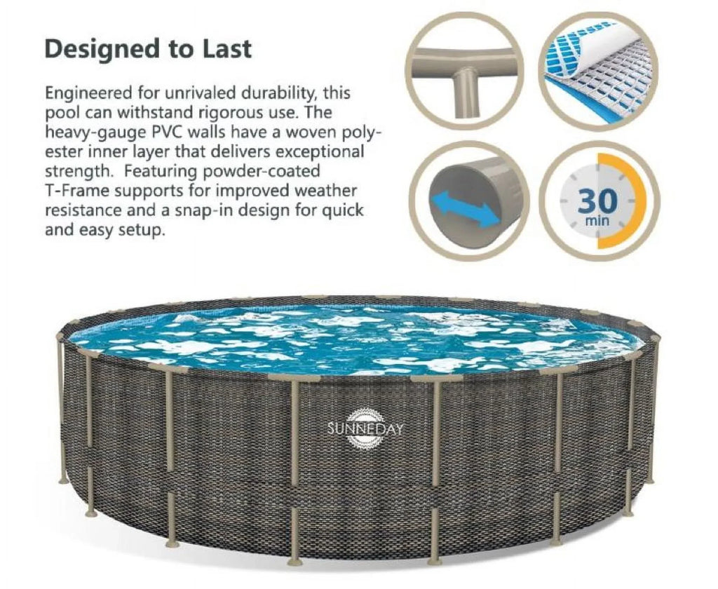 Sunneday Oasis Rattan Soft-Sided Pool 24 ft. Round x 52 in.