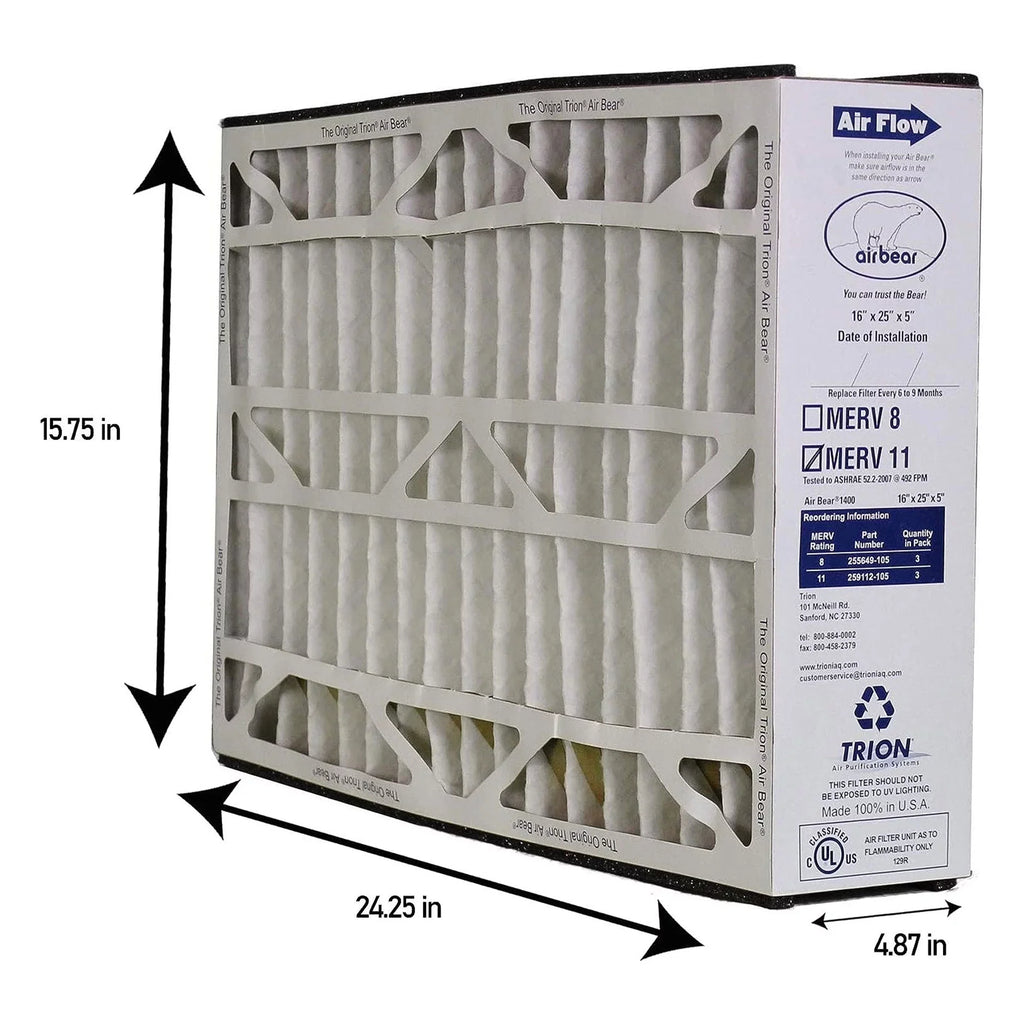 Trion 259112-105 Air Bear 16 x 25 x 5 Inch  11 Air Purifier Filter (3 Pack)