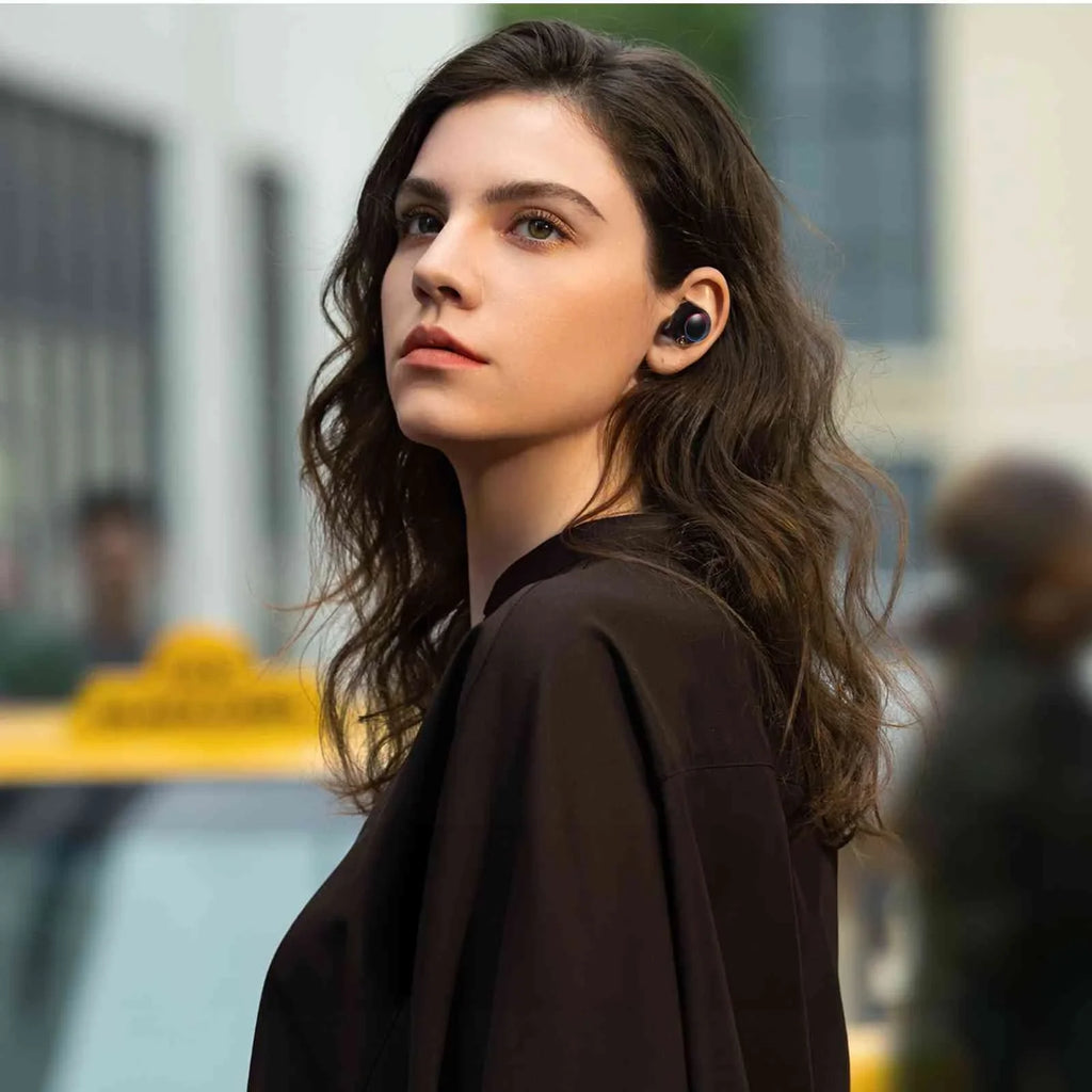UrbanX True Wireless Bluetooth Earbuds + Charging Case, Black, Dual Connect,  Water Resistance, Bluetooth 5.2 Connection, Balanced, Bass Boost Compatible with Lenovo Tab 4 10 Plus
