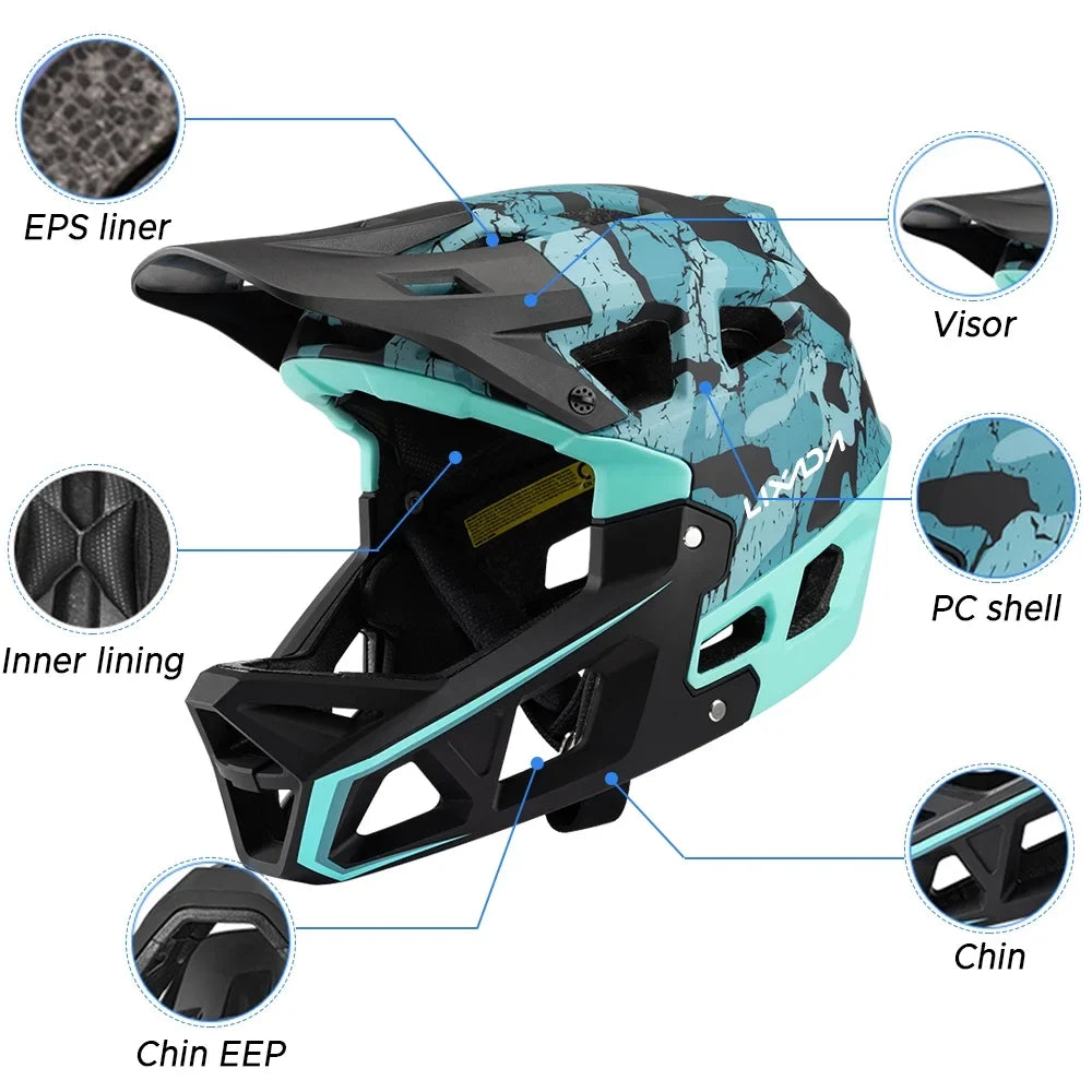 Dadypet Adult Mountain Bike Helmet - Full Face Downhill  Helmet for Men/Women, Visor, 31 Vents, 59-61cm Head Circumference