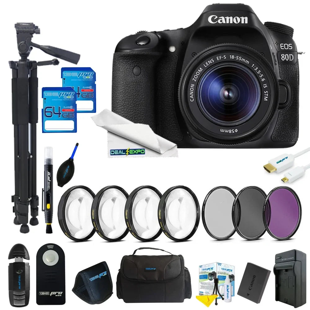 Canon  80D  Camera with 18-55mm Lens + 64GB Expo Advanced Kit