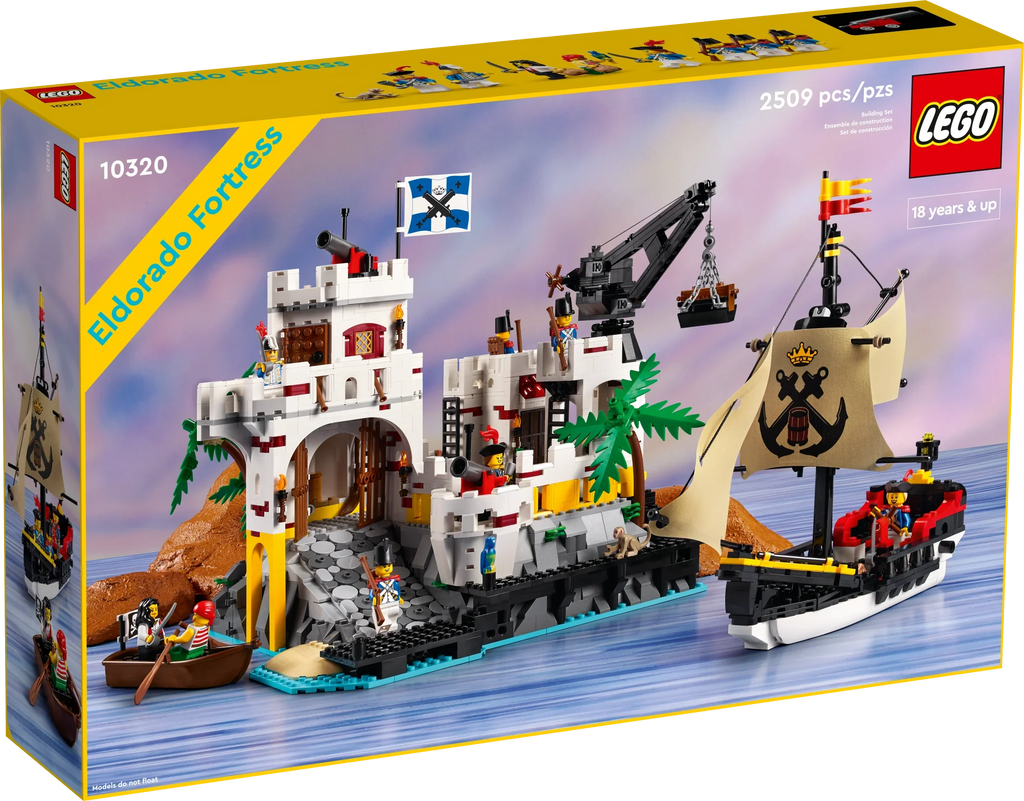 Icons Eldorado Fortress Building Kit, Pirate Gift, Includes Pirate Ship and 8 Minifigures, Nostalgic Gift Idea for Adults Who Love a Rewarding Project, Home Office Décor, 10320